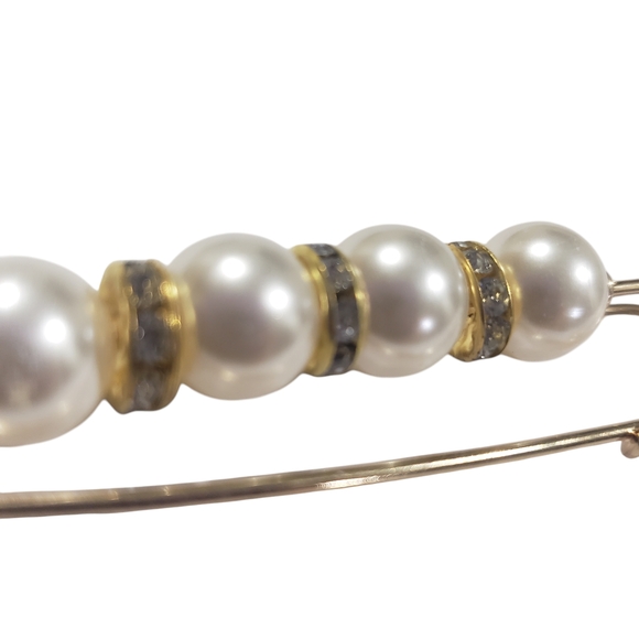 ELEGANT FAUX PEARL/ RHINESTONE RING /KAFTAN/JEAN/SWEATER/SHAW PIN - Picture 8 of 9